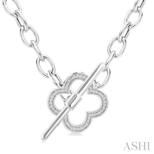 Silver Clover Toggle Diamond Fashion Necklace