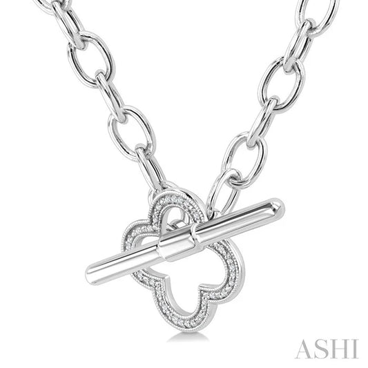 Silver Clover Toggle Diamond Fashion Necklace