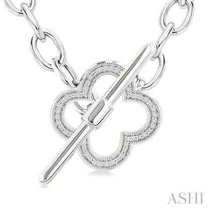 Silver Clover Toggle Diamond Fashion Necklace