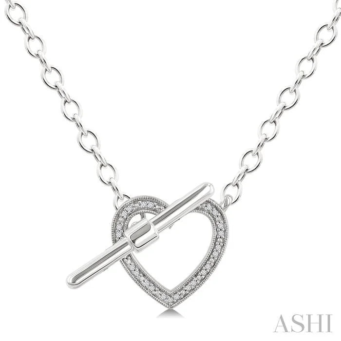 Silver Heart Toggle Diamond Fashion Necklace