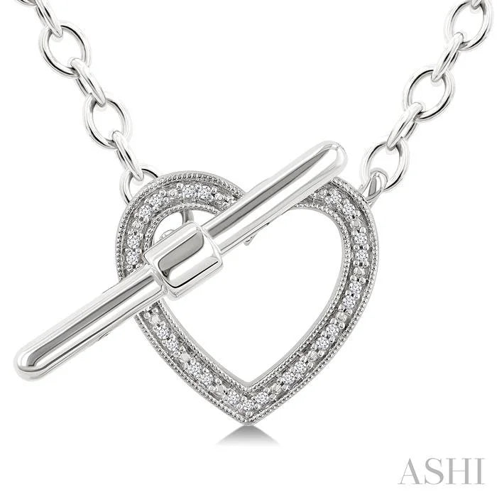 Silver Heart Toggle Diamond Fashion Necklace