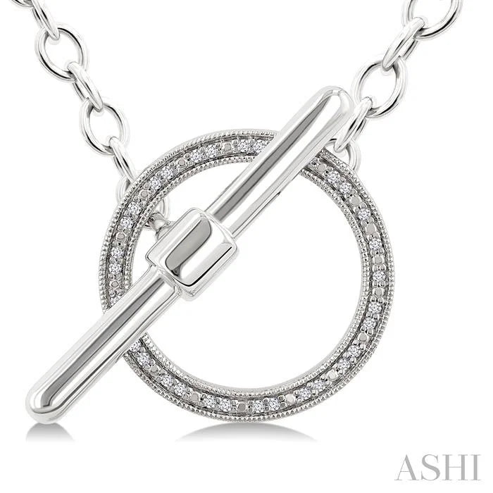 Silver Circle Toggle Diamond Fashion Necklace