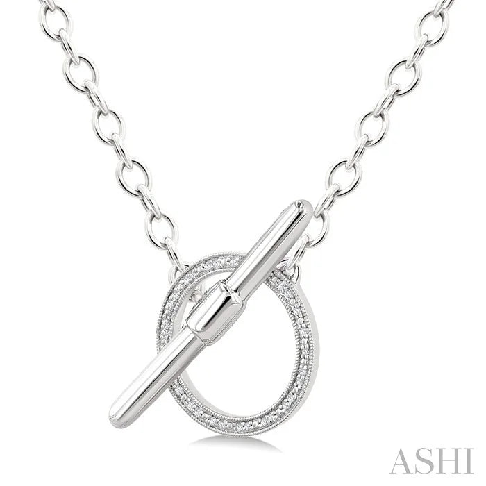 Silver Circle Toggle Diamond Fashion Necklace