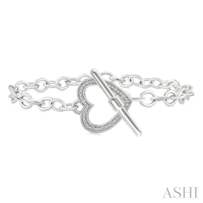 Silver Heart Toggle Diamond Fashion Bracelet