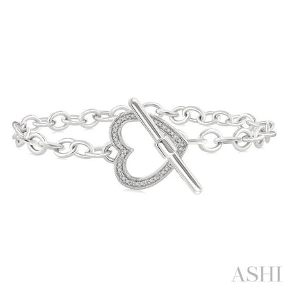 Silver Heart Toggle Diamond Fashion Bracelet