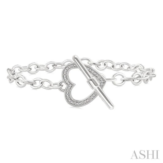 Silver Heart Toggle Diamond Fashion Bracelet