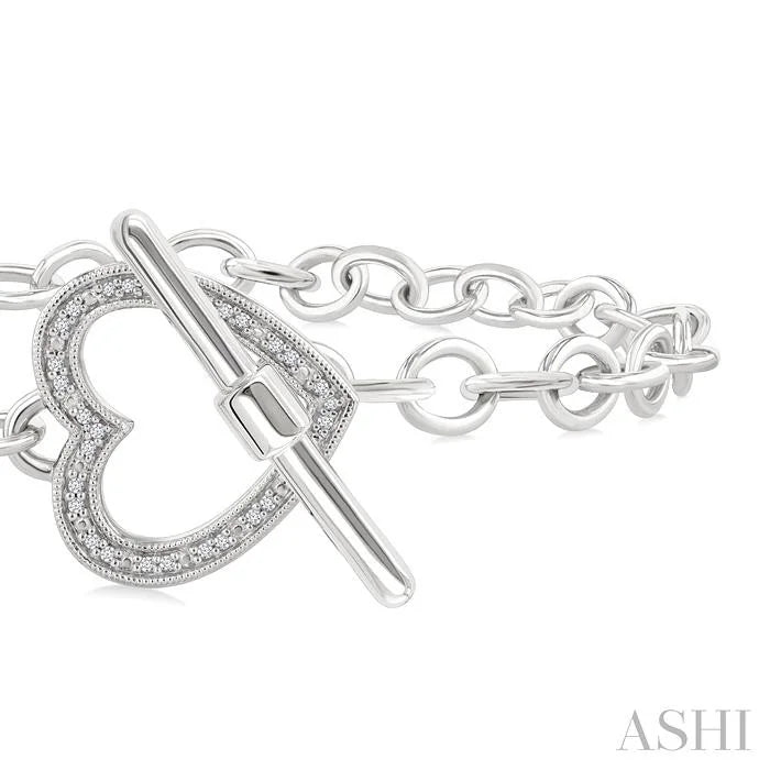 Silver Heart Toggle Diamond Fashion Bracelet