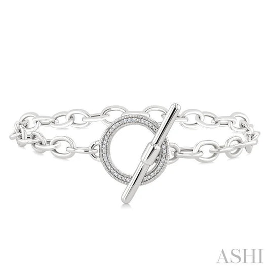 Silver Circle Toggle Diamond Fashion Bracelet