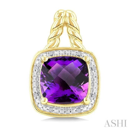 Gold Vermeil Cushion Shape Gemstone & Diamond Earrings
