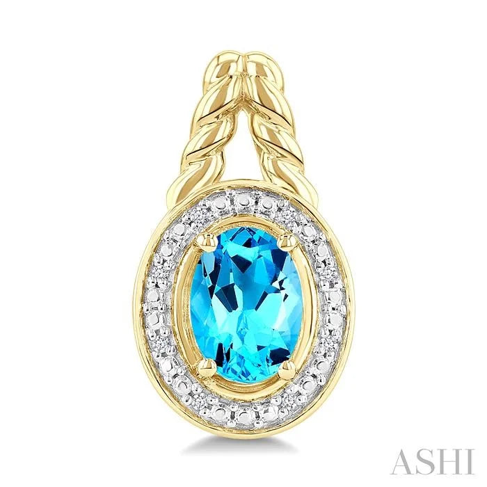 Gold Vermeil Oval Shape Gemstone & Diamond Earrings
