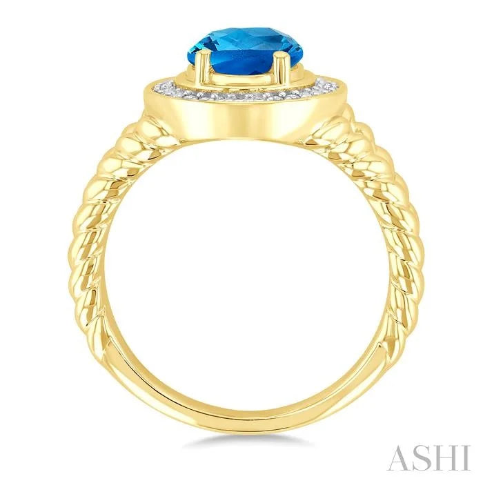 Gold Vermeil Oval Shape Gemstone & Diamond Ring