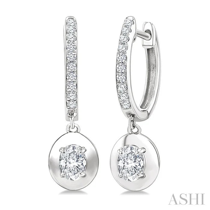 Oval Shape Diamond Huggie Fashion Earrings