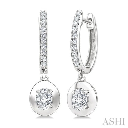 Oval Shape Diamond Huggie Fashion Earrings