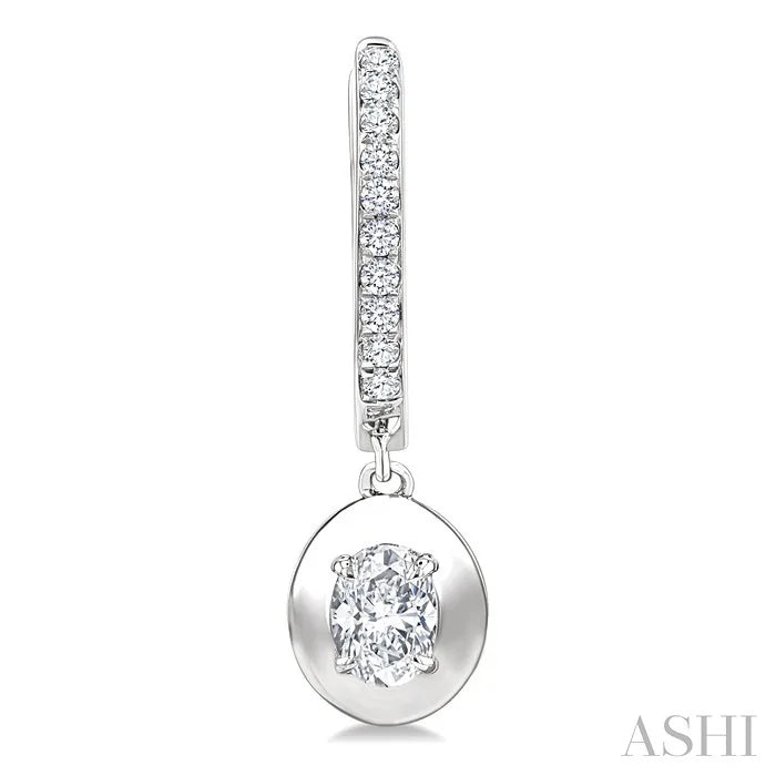 Oval Shape Diamond Huggie Fashion Earrings