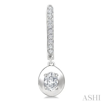 Oval Shape Diamond Huggie Fashion Earrings