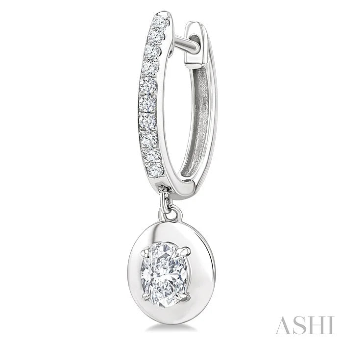 Oval Shape Diamond Huggie Fashion Earrings