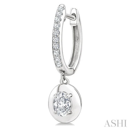 Oval Shape Diamond Huggie Fashion Earrings
