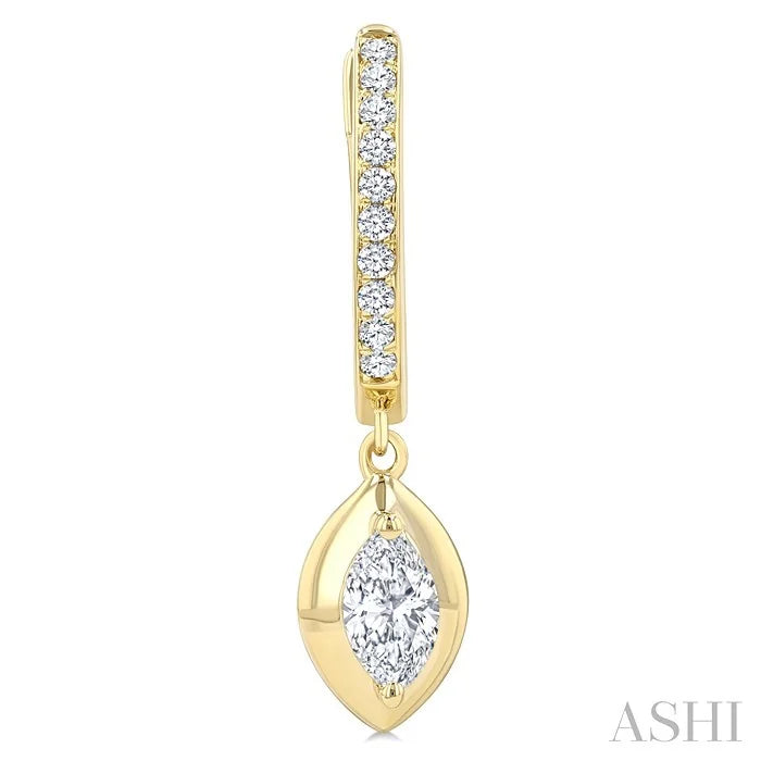 Marquise Shape Diamond Huggie Fashion Earrings