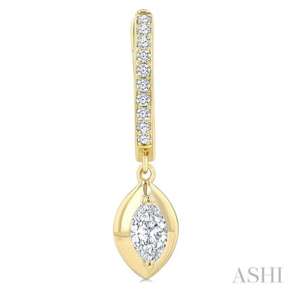 Marquise Shape Diamond Huggie Fashion Earrings