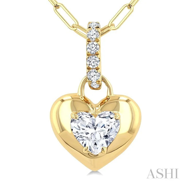 Heart Shape Paperclip Diamond Fashion Pendant
