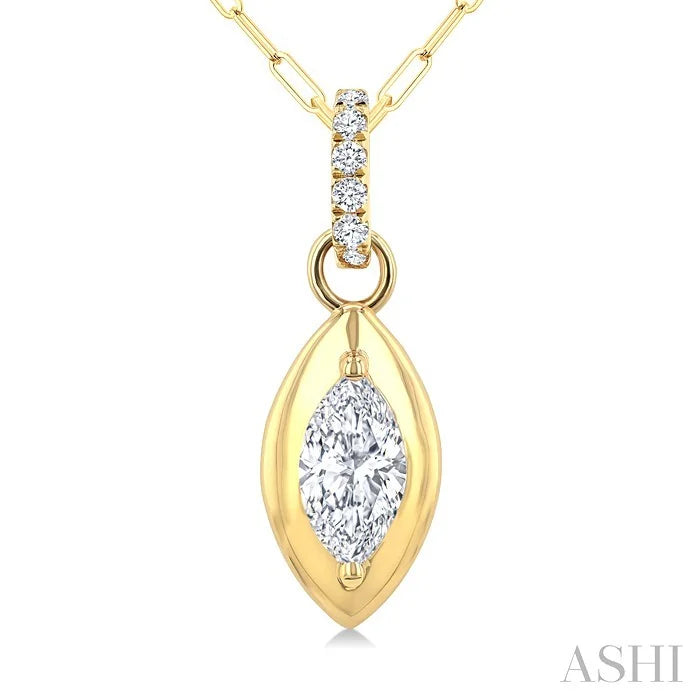 Marquise Shape Paperclip Diamond Fashion Pendant