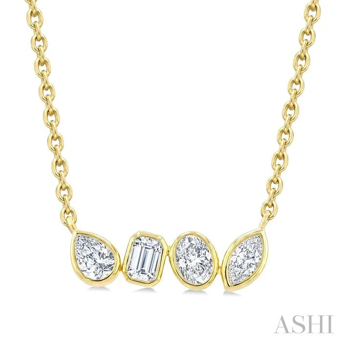 Mixed Shape Diamond Bar Necklace