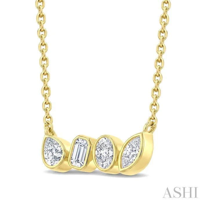 Mixed Shape Diamond Bar Necklace