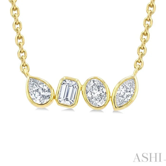 Mixed Shape Diamond Bar Necklace