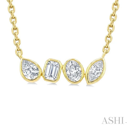 Mixed Shape Diamond Bar Necklace