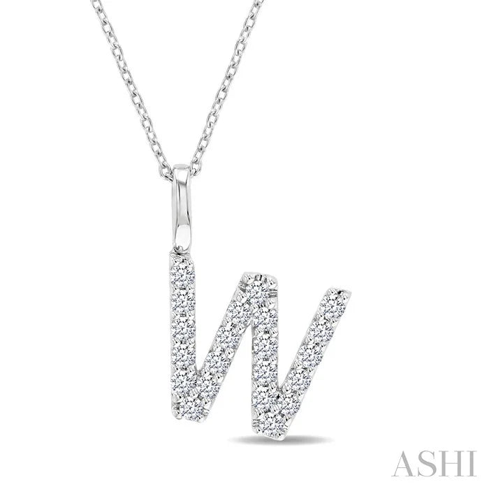 Classic 'W' Initial Diamond Pendant