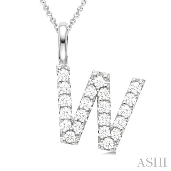 Classic 'W' Initial Diamond Pendant