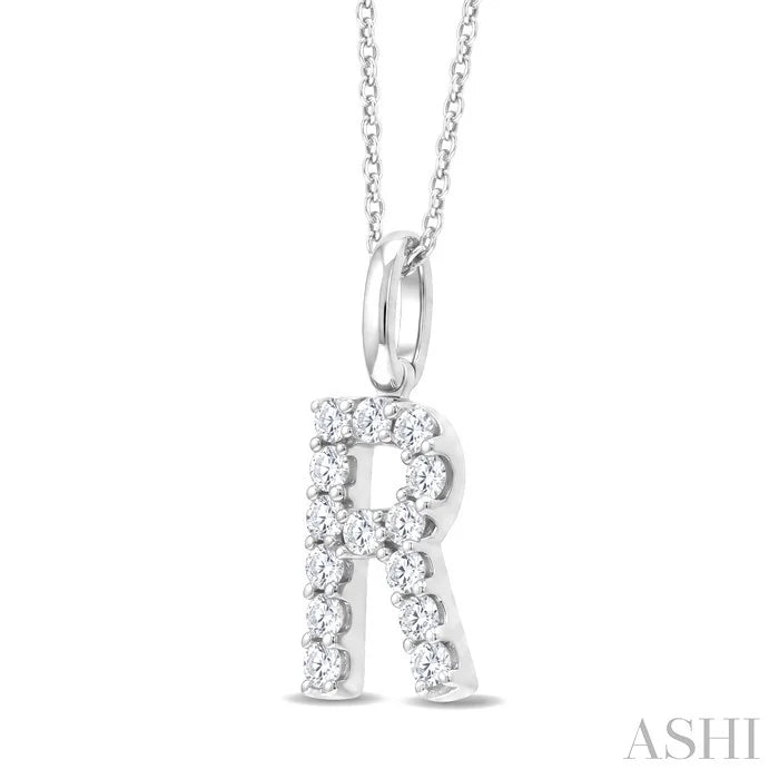 Classic 'R' Initial Diamond Pendant