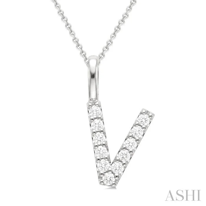 Classic 'V' Initial Diamond Pendant