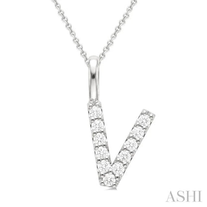 Classic 'V' Initial Diamond Pendant