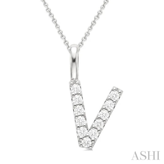 Classic 'V' Initial Diamond Pendant