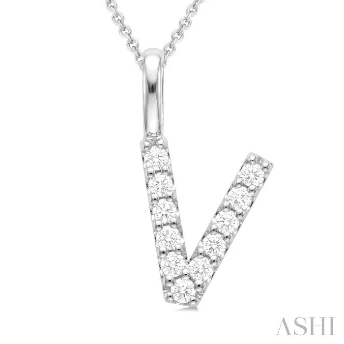 Classic 'V' Initial Diamond Pendant