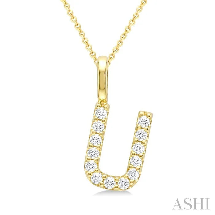 Classic 'U' Initial Diamond Pendant