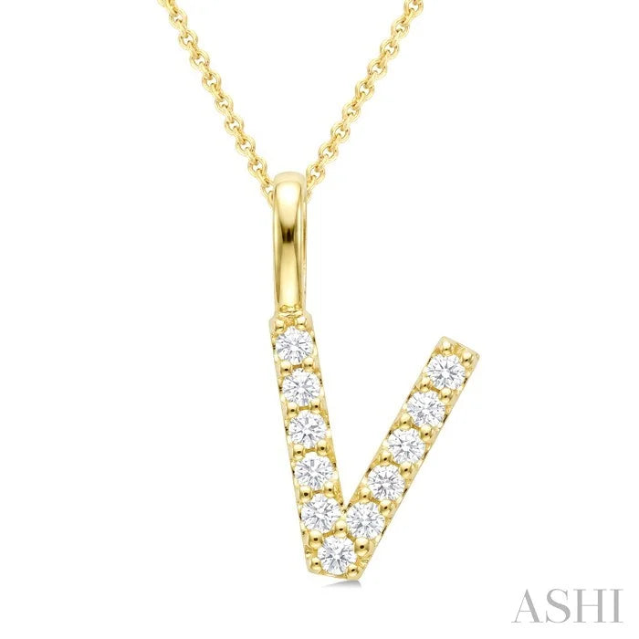 Classic 'V' Initial Diamond Pendant