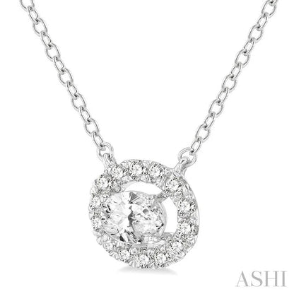 Oval Shape East-West Petite Halo Diamond Fashion Pendant