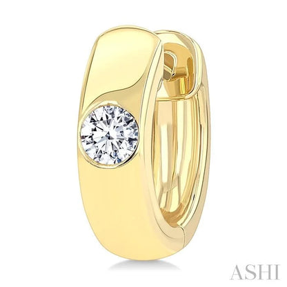 Round Shape Bezel Diamond Huggie Earrings