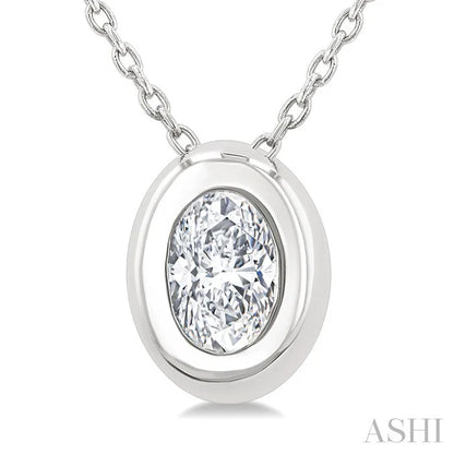 Oval Shape Bezel Set Bubble Diamond Pendant