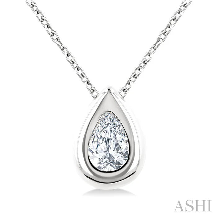Pear Shape Bezel Set Bubble Diamond Pendant