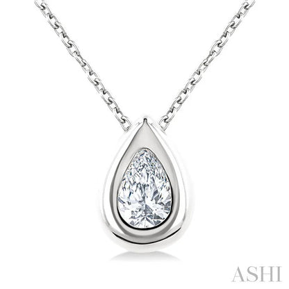 Pear Shape Bezel Set Bubble Diamond Pendant