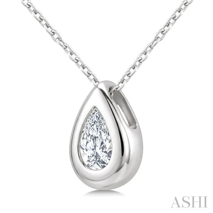 Pear Shape Bezel Set Bubble Diamond Pendant