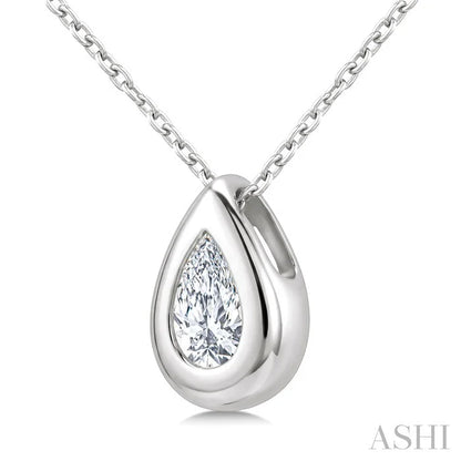 Pear Shape Bezel Set Bubble Diamond Pendant