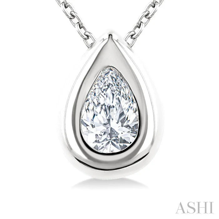 Pear Shape Bezel Set Bubble Diamond Pendant