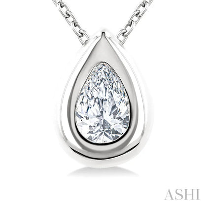 Pear Shape Bezel Set Bubble Diamond Pendant
