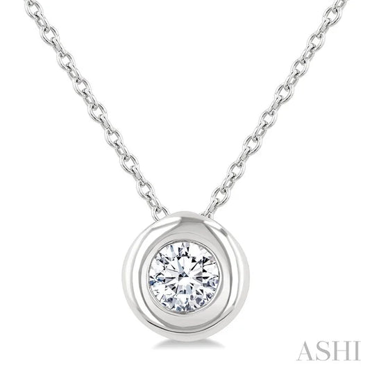 Round Shape Bezel Set Bubble Diamond Pendant