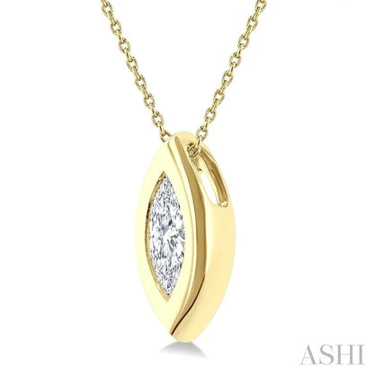 Marquise Shape Bezel Set Bubble Diamond Pendant