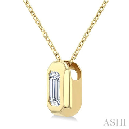 Emerald Shape Bezel Set Bubble Diamond Pendant